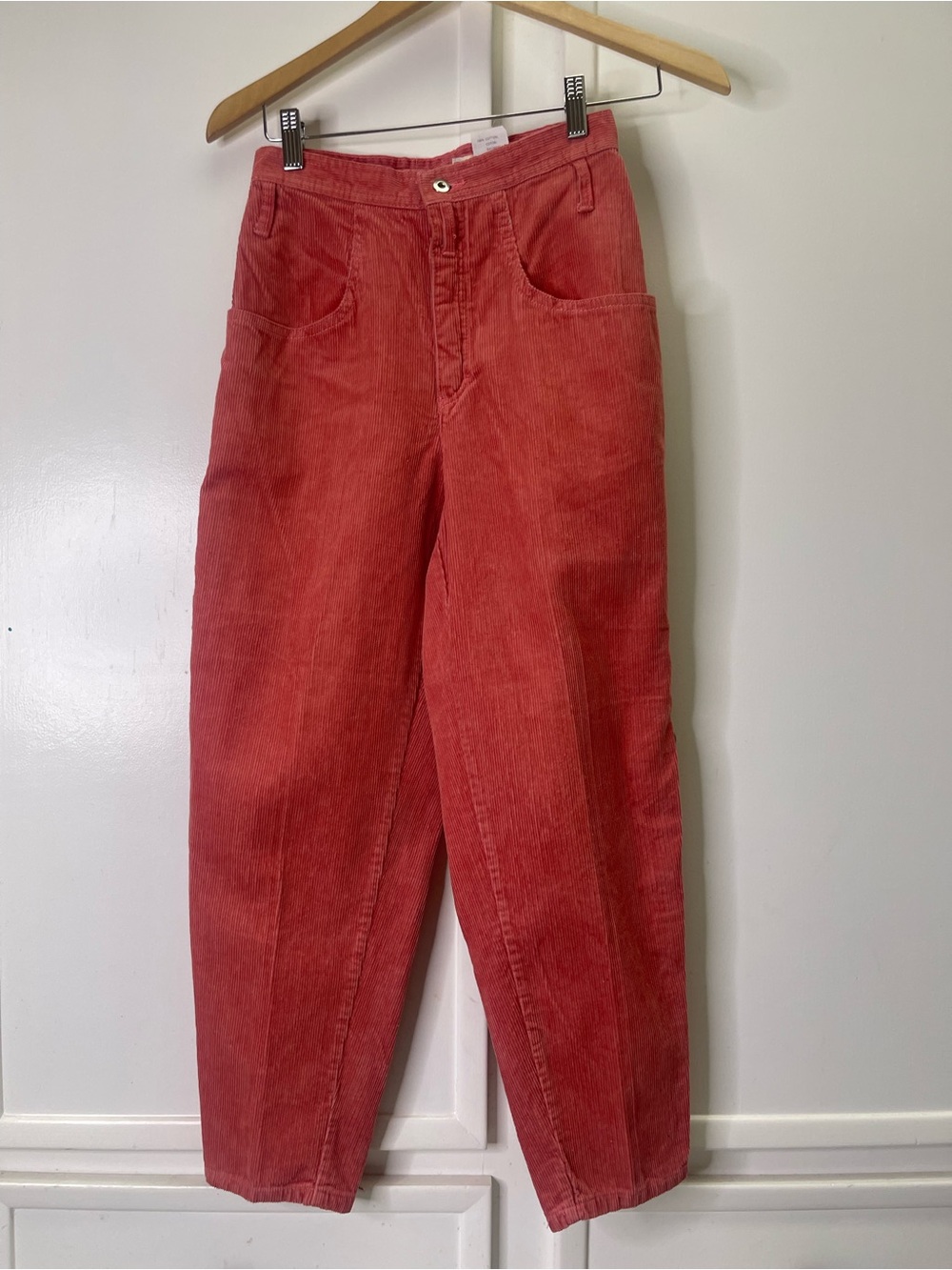 VTG NOS Deadstock Esprit Sport Hongkong Red Corduroy High Rise Mom Pants Sz 7/8